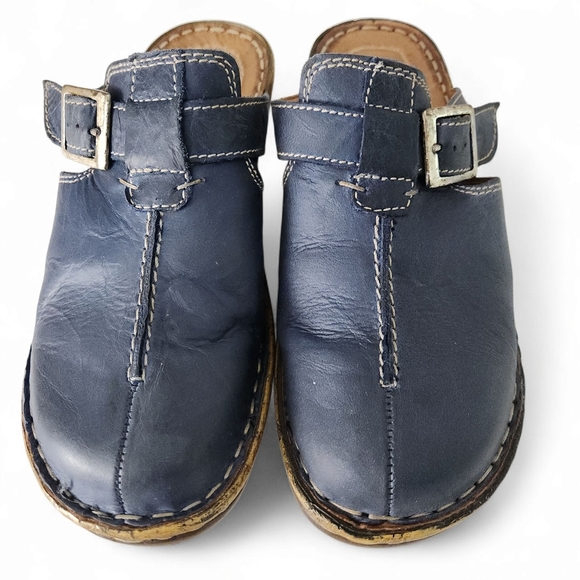 JOSEF SEIBEL Leather Buckle Clogs navy blue EU 37 (approx. US women's 6.5–7) - Picture 5 of 11